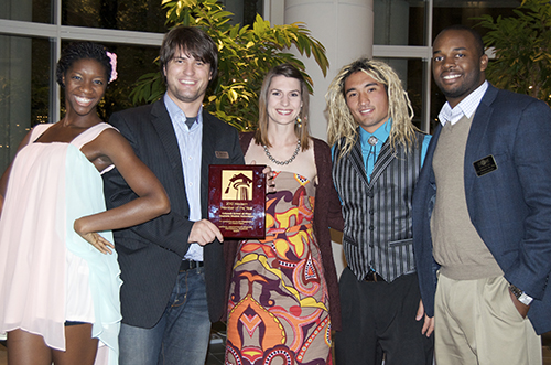 Bebe Onasoga (GSA Social Chair), Nikko Collida (GSA Treasurer), Amanda Meier (GSA Social Chair), Mark Taylor (GSA Vice President), G.C. Murray, Jr. (NAGPS Social Justice Concerns Chair)